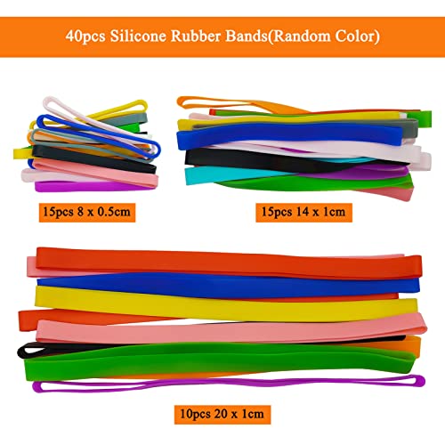 Oubaka 40pcs Silicone Rubber Bands Colorful Elastic Rubber Wrapping Bands Assorted Color Rubber Bands for Books,Exercise,Wallet Card,Cooking Boxes Wraps,Office Supplies(3 Sizes,Random Color) - Image 2