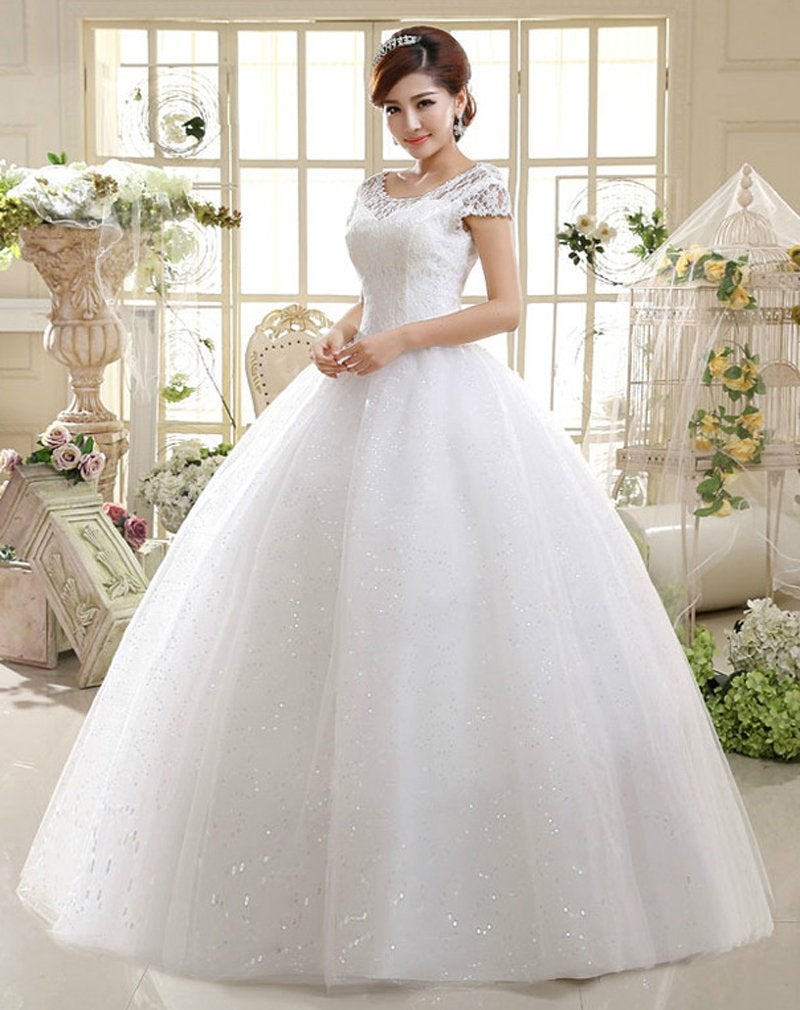 Eyekepper Double Shoulder Floor Length Bridal Gown Wedding Dress Custom Size (04,White) - Image 4