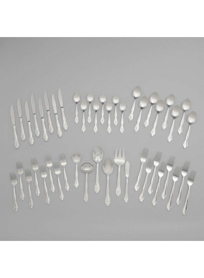 RiverRidge 5417843B Rose 46 Piece Monogrammed Flatware Set Letter B No Size Silver - Image 4