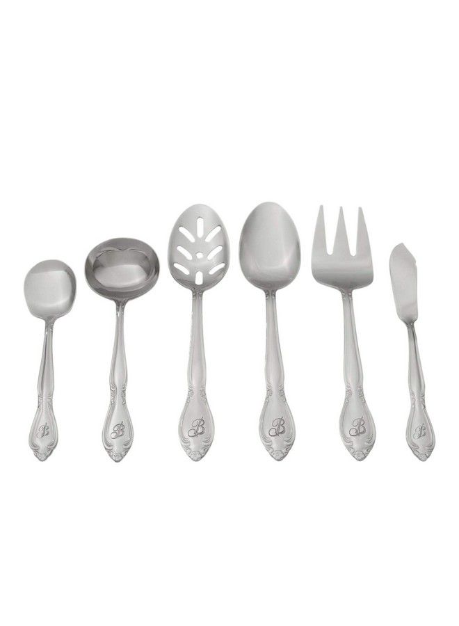 RiverRidge 5417843B Rose 46 Piece Monogrammed Flatware Set Letter B No Size Silver - Image 5