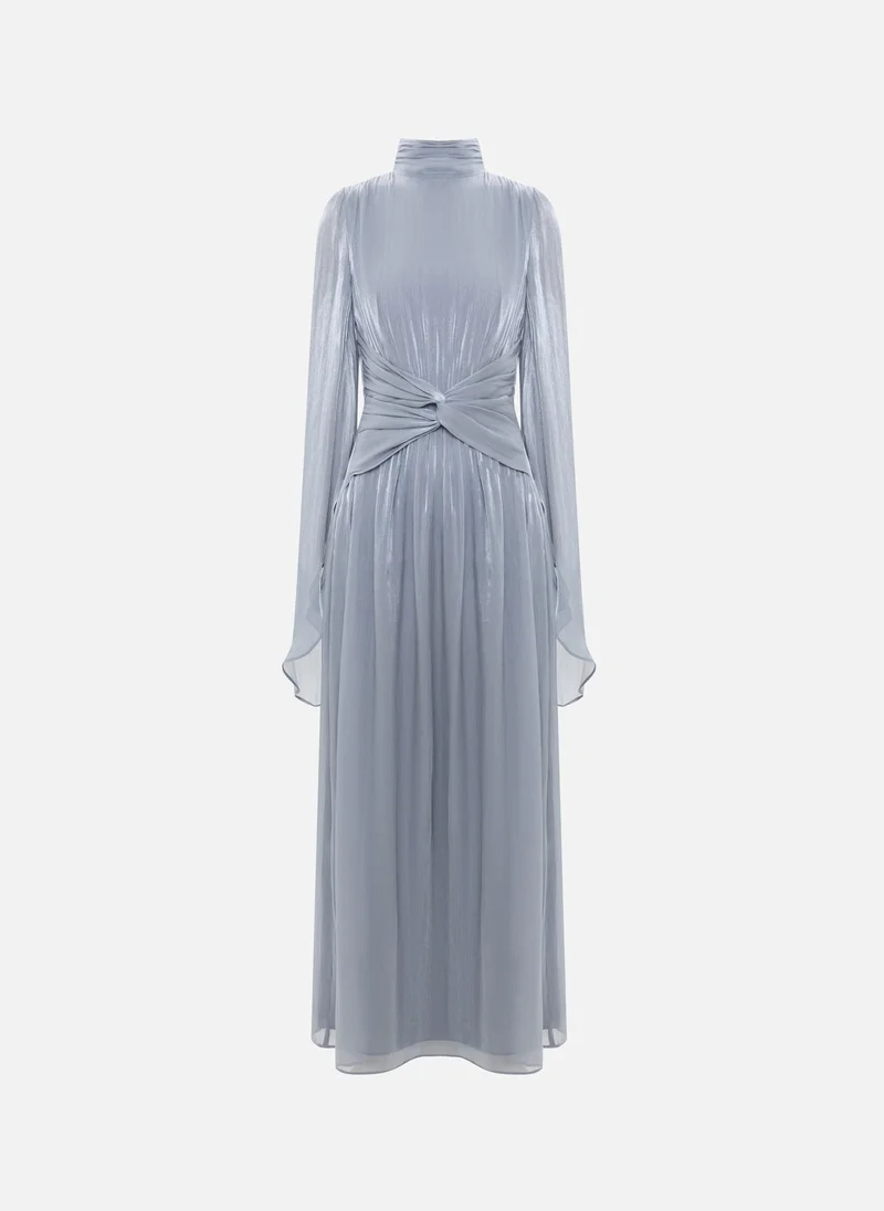 Lichi  Metallic fabric maxi dress with light sleeves for Women | Best Price UAE