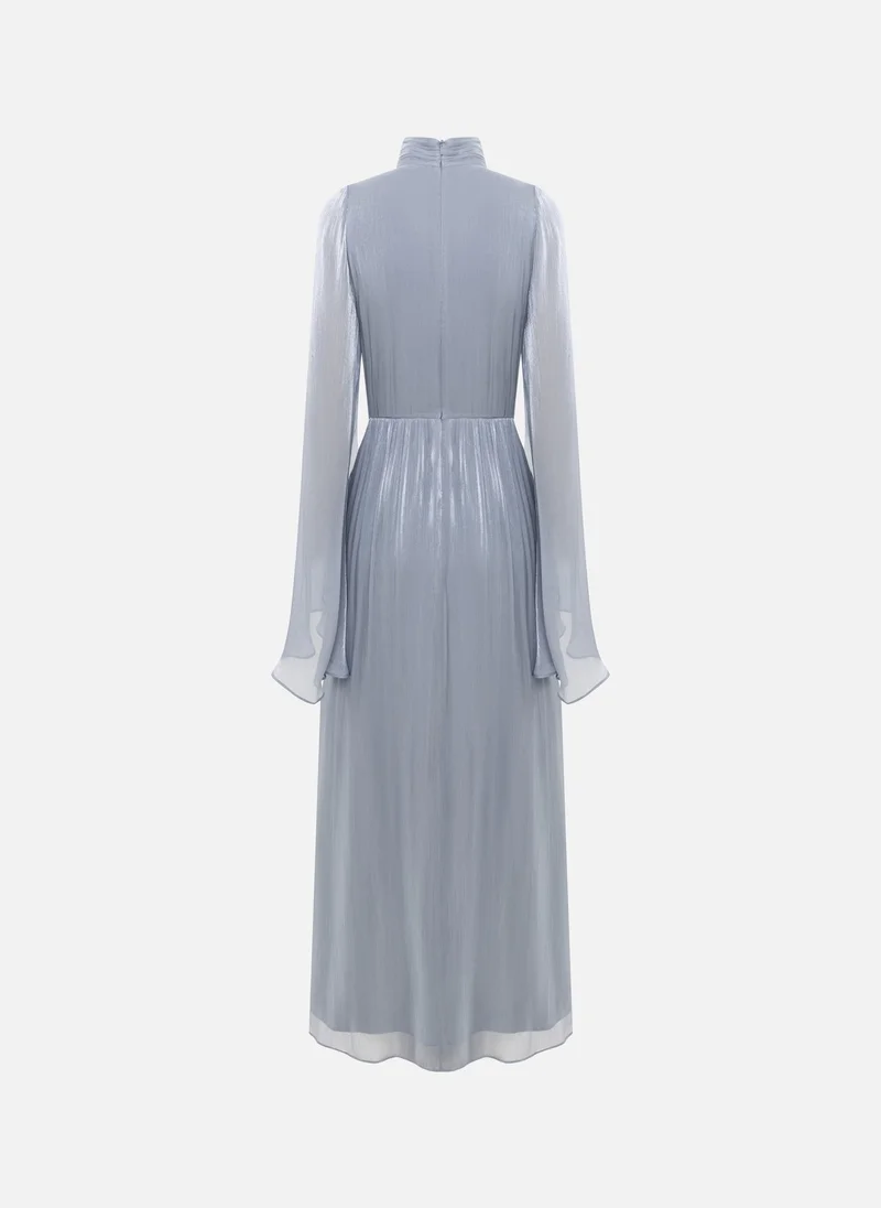 Lichi  Metallic fabric maxi dress with light sleeves for Women | Best Price UAE