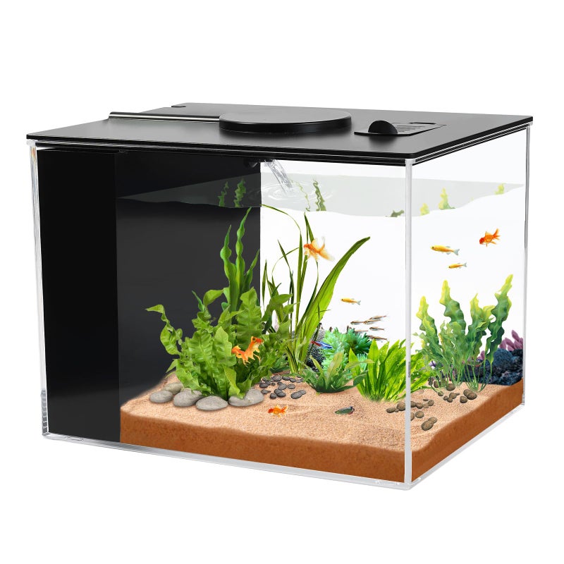 AQUANEAT Fish Tank, 1 Gallon Betta Fish Tank, Small Aquarium Kit with LED Light and Water Filter Pump - Image 1