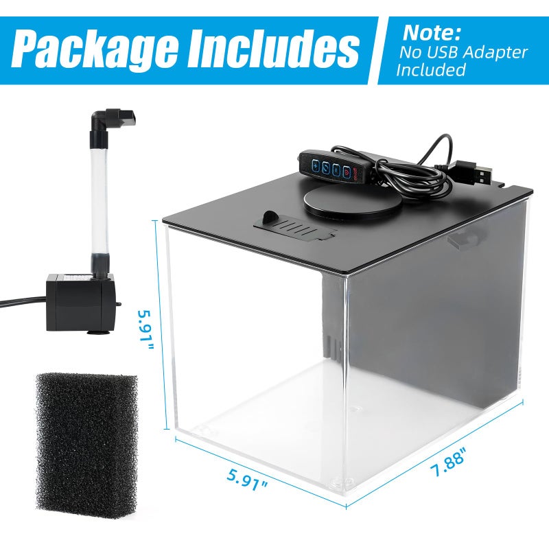 AQUANEAT Fish Tank, 1 Gallon Betta Fish Tank, Small Aquarium Kit with LED Light and Water Filter Pump - Image 5