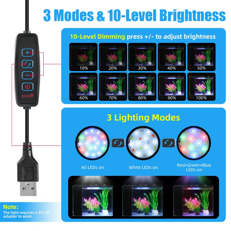 AQUANEAT Fish Tank, 1 Gallon Betta Fish Tank, Small Aquarium Kit with LED Light and Water Filter Pump - Image 3