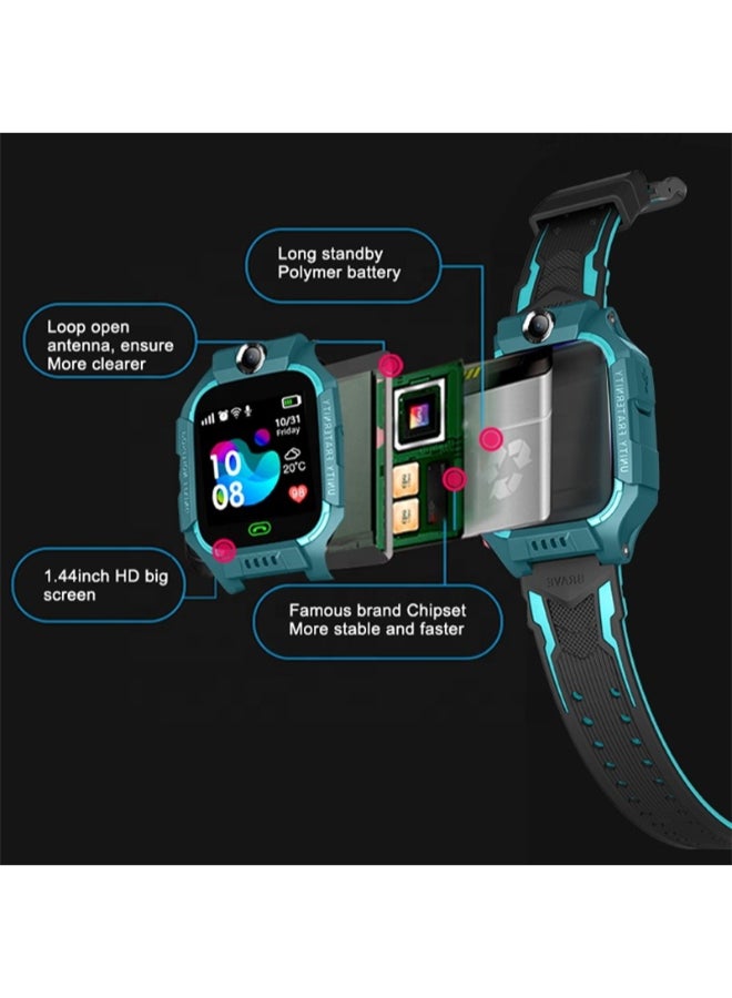 Smartwatch  With Camera GPS Tracker  Midnight Sim Card Green