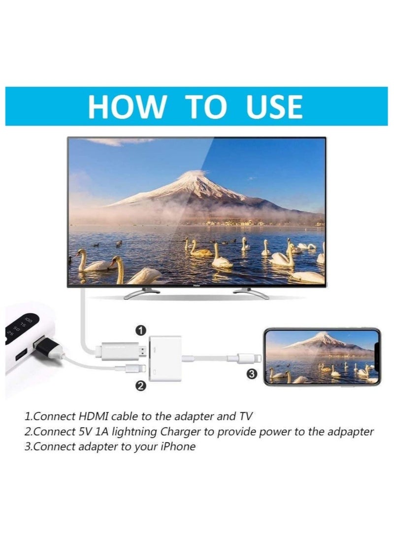 ELTRAZONE - [Apple MFi Certified] Lightning to HDMI Adapter for iPhone 1080P HDMI Digital AV Adapter Sync Screen Connector with Charging Port Support for iPhone 11 XS XR X 8 7 iPad iPod on HD TV Monitor Projector - Image 1