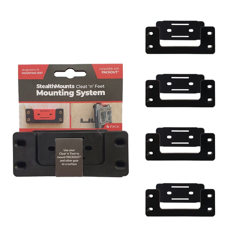 StealthMounts Cleat n Feet Mounting System 4 Pack Tool Box Storage System Mount Anywhere Compatible with Milwaukee Packout