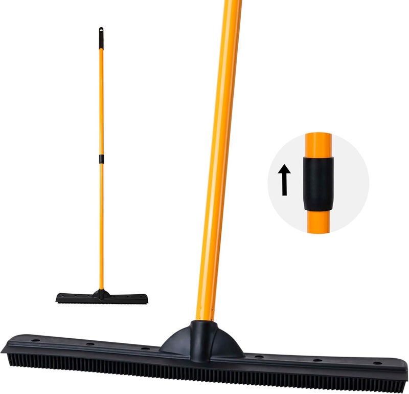 FURemover PRO Pet Hair Rubber Broom with Squeegee, 58” Telescopic Handle for Carpet, Tile and Hardwood - Image 1
