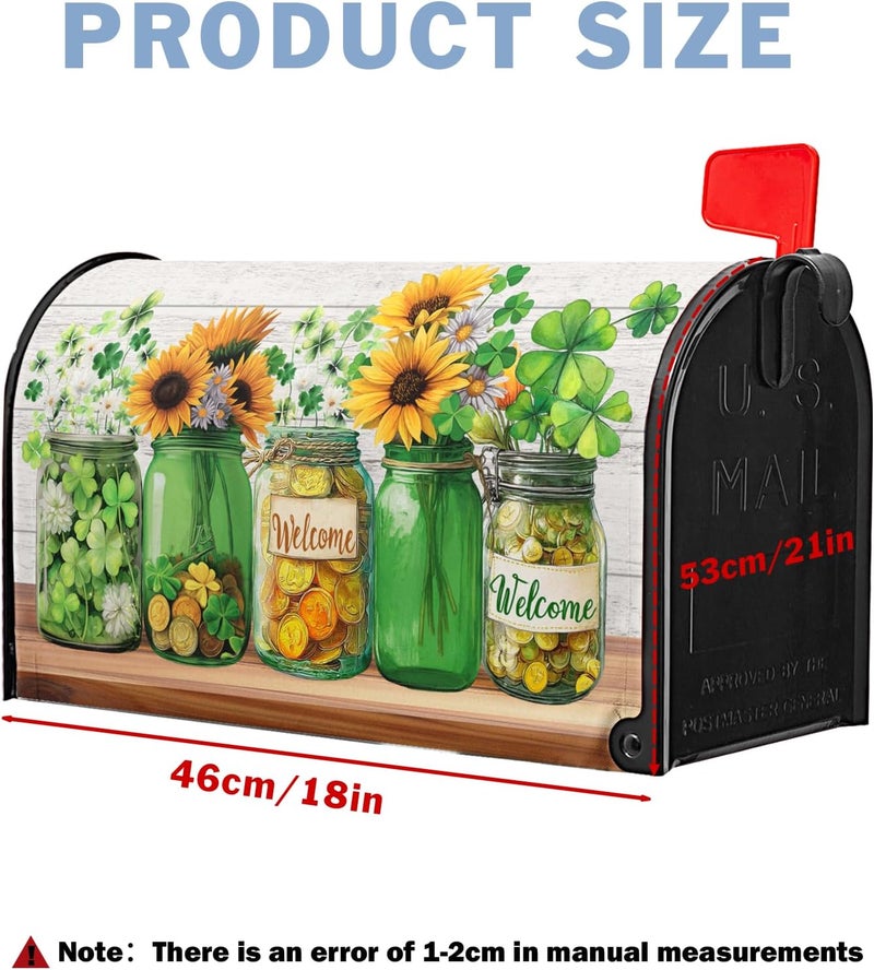 Farg St Patricks Day Mailbox Covers Magnetic Standard Size St Patrick's Day Mailbox Cover 21x18 Inch Spring Mail Box Wrap Shamrock Clover Post Letter Box Wraps for Garden Yard Home Decor - Image 4