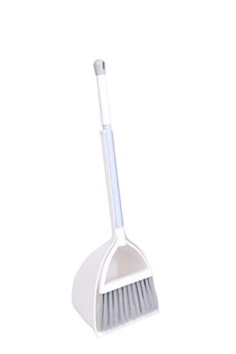 Qidiwin Mini Broom and Dustpan, Home Kitchen Sweeping for Kids(White+Gray) - Image 1