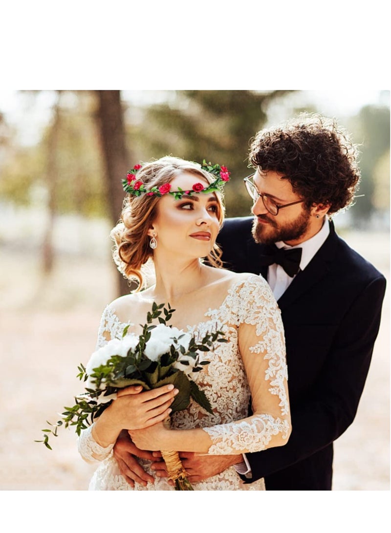 إسكدنيا Flower Crown, 8 PCS Flower Headband for Women Girls, Multicolor Floral Hair Bands Wreath, Boho Flower Head Bands Hair Wreath Accessories Tiara for Wedding Party Photo Props - Image 3