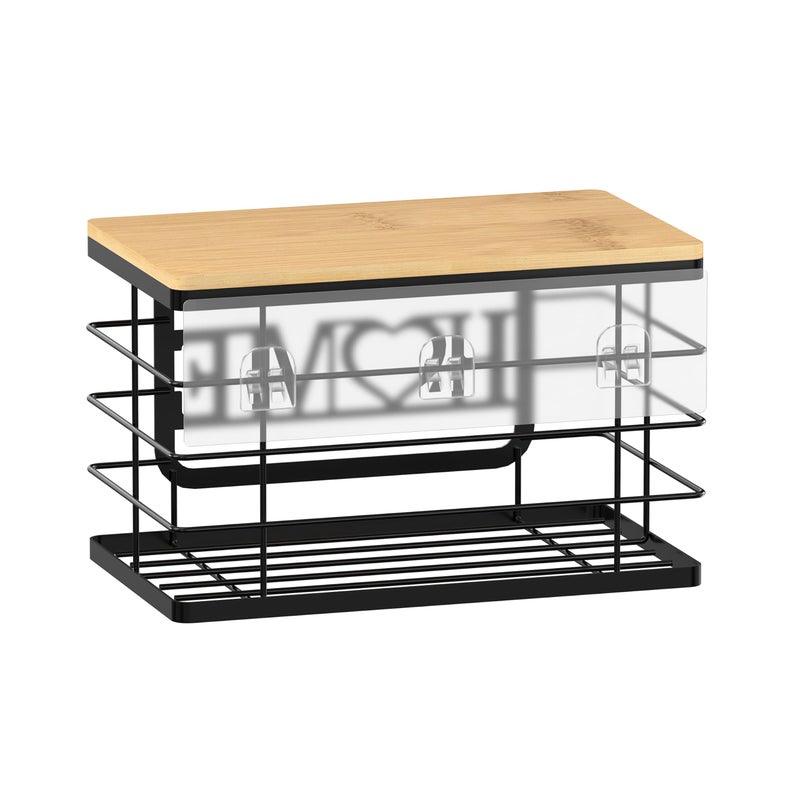 Thipoten Trash Bag Holder, Thipoten Trash Bags Dispenser with Bamboo Top, Suitable for Garbage Bags Purchased Online or Supermarket, Perfect Storage Organizers for Cabinet, Under Sink (Black, 2pack-XL/L) - Image 3