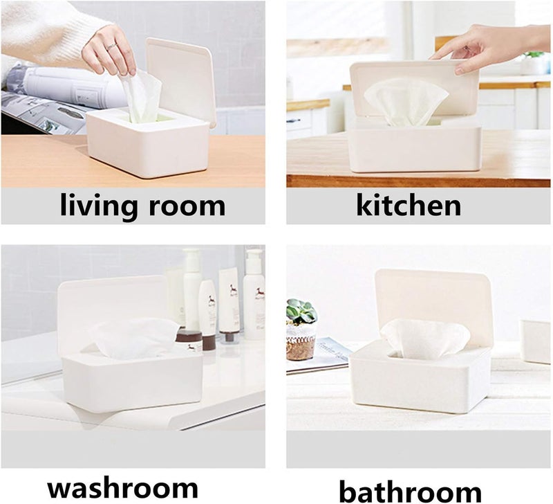 DEF Wipes Dispenser, Polypropylene Baby Wipes Case Sealed Keeps Wet Tissue Fresh Flushable Case Holders Easy Open and Close Non-Slip for Desk Office Dorm Kitchen Washroom Vanity (White) - Image 2