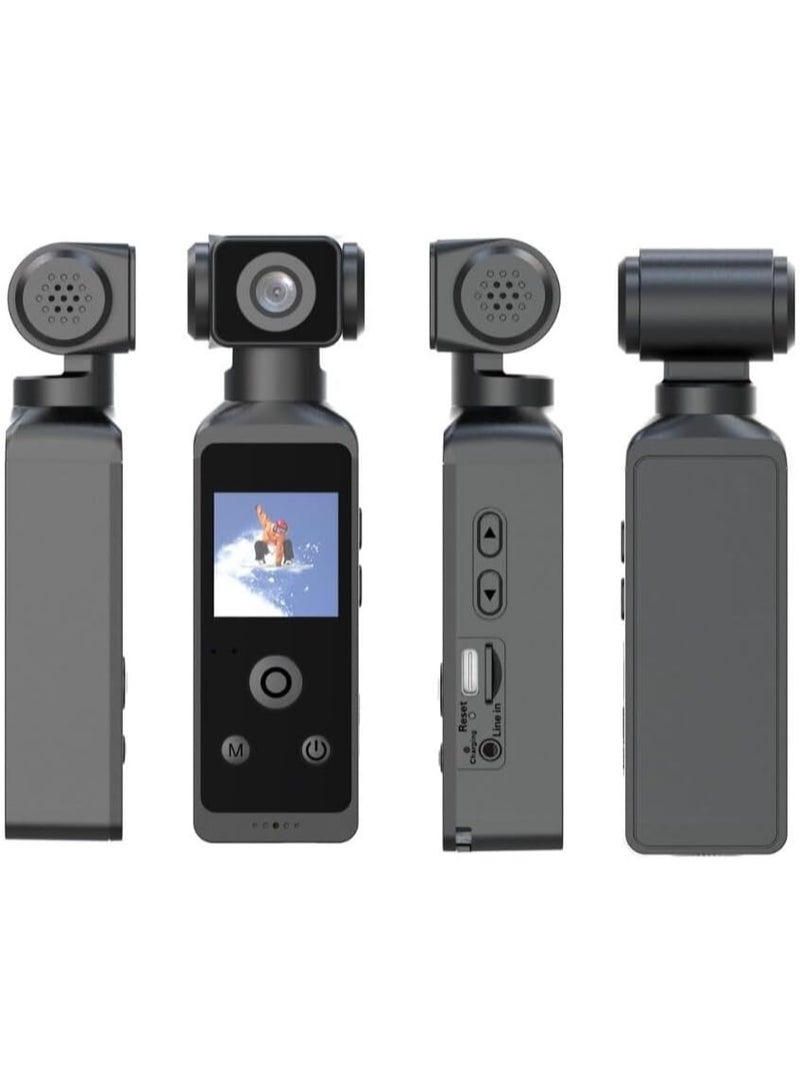 Handheld 5K Video Camera Camcorder, UHD 5K 30fps WiFi Pocket Digital Camera, 6-Axis Gyroscope Vlogging Camera with 1.33-inch Screen, 270° Rotable Lens, Mic Included, IP8 Water Proof, for Photography - Image 2