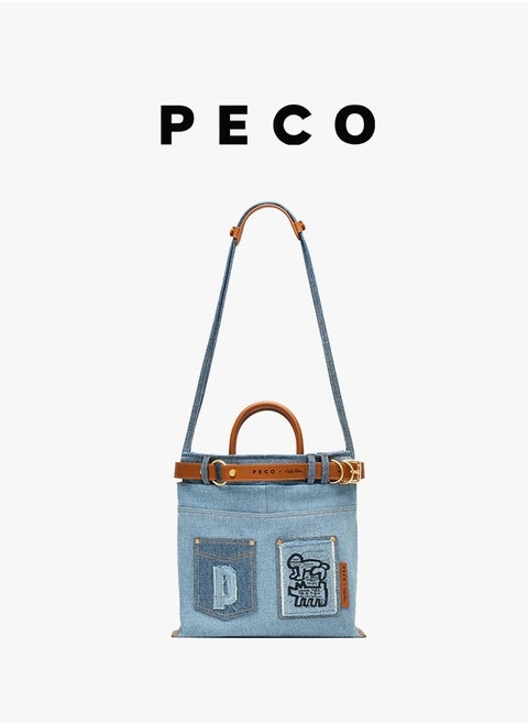 Keith Haring Artist Collaboration Shoulder Handbag Sailor Bag Denim Graffiti Print Autumn Crossbody Bag