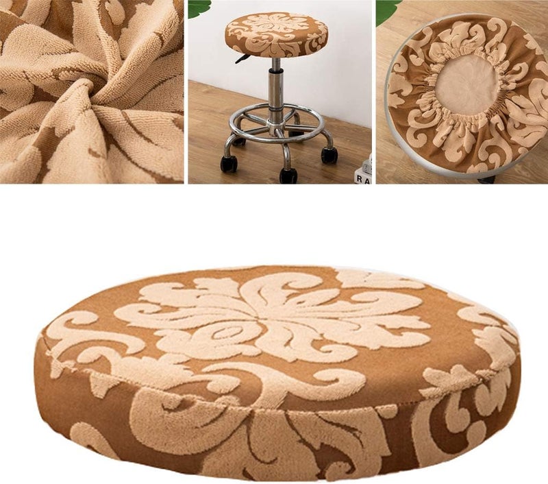 klarako Bar Stool Covers Elastic Bar Round Chair Covers Washable Stool Cushion Slipcover for Home Bar Hotel Use, 1114 Inch Dia Stool Brown - Image 3