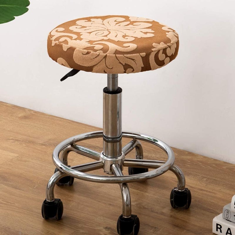 klarako Bar Stool Covers Elastic Bar Round Chair Covers Washable Stool Cushion Slipcover for Home Bar Hotel Use, 1114 Inch Dia Stool Brown - Image 4