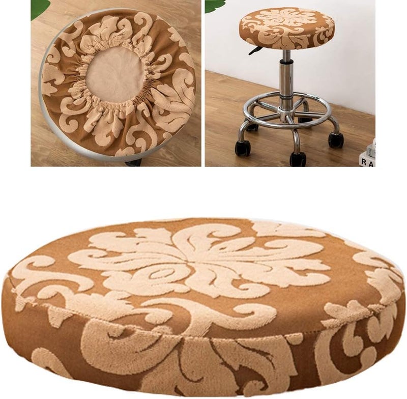 klarako Bar Stool Covers Elastic Bar Round Chair Covers Washable Stool Cushion Slipcover for Home Bar Hotel Use, 1114 Inch Dia Stool Brown - Image 2