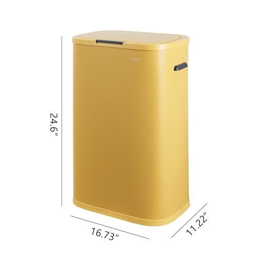happimess HPM1017L Tammi Kitchen 14.5-Gallon Slim Metal Push Button Trash Can for Home, Kitchen, Laundry Room, Office, Bedroom, Bathroom, Daffodil Yellow - Image 4