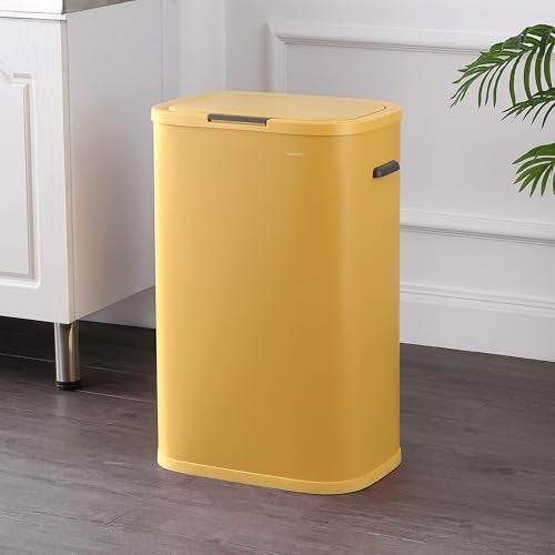 happimess HPM1017L Tammi Kitchen 14.5-Gallon Slim Metal Push Button Trash Can for Home, Kitchen, Laundry Room, Office, Bedroom, Bathroom, Daffodil Yellow - Image 2