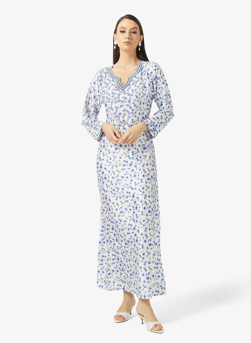 ARABIAN CLOSET Embellished Belted Jalabiya