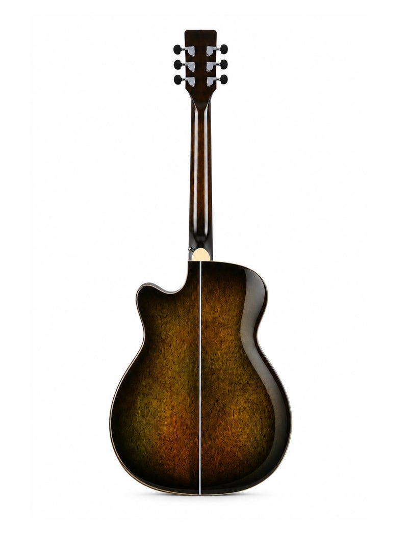 Megarya 41 Inch Full Size Acoustic Guitar with Carry Bag, Cutaway Steel String Guitar for Beginners, Adults, Students & Musicians, Premium Brown Sunburst Finish - Image 4