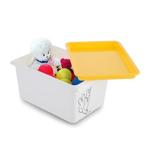 Nayasa Lego Print Stack N Store 5 Litres Multipurpose Storage Container with Lid - Set of 3 | Yellow - Image 4