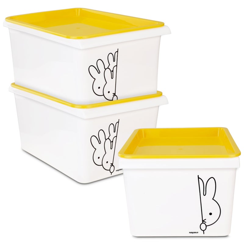Nayasa Lego Print Stack N Store 5 Litres Multipurpose Storage Container with Lid - Set of 3 | Yellow - Image 5