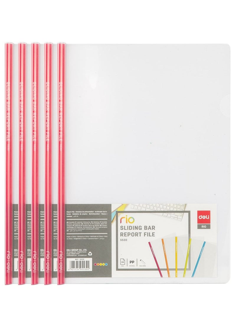 Deli - 5-Piece Report File With Pink Sliding Bar - Image 1