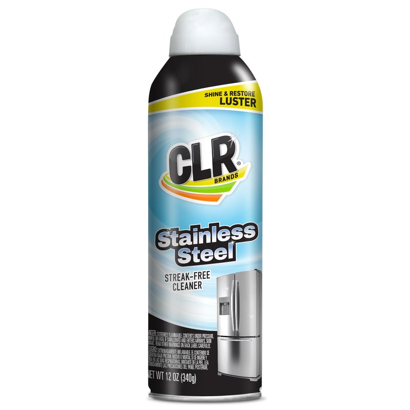 CLR منظف الفولاذ المقاوم للصدأ CLR خالي من البقع - يزيل علامات الماء، بصمات الأصابع وبقايا من الثلاجات، غسالات الصحون، الأفران والمزيد، لمعان خالي من الخطوط - علبة رش سعة 12 أونصة (عبوة من 1) - Image 1