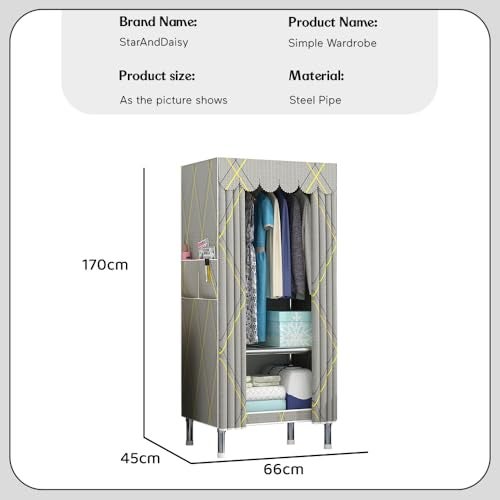 StarAndDaisy Breathable Fabric, Alloy Steel Collapsible Wardrobe for Clothes/Storage Organizer Wardrobe for Multipurpose, Cloth, Shoes, Books Organizer - Image 3
