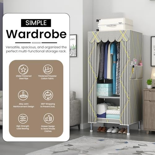 StarAndDaisy Breathable Fabric, Alloy Steel Collapsible Wardrobe for Clothes/Storage Organizer Wardrobe for Multipurpose, Cloth, Shoes, Books Organizer - Image 2