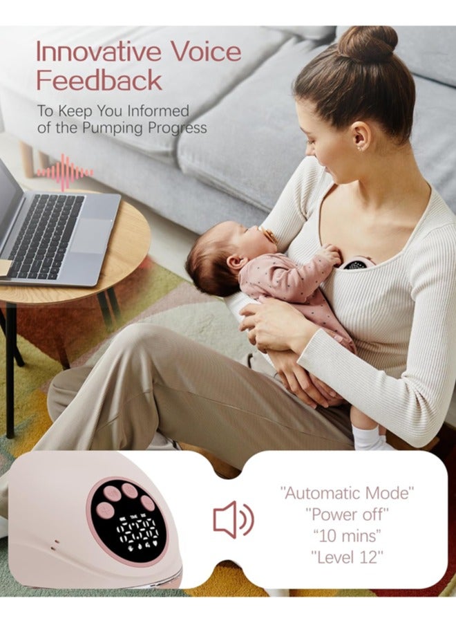 chiteng Electric Breast Milk Pump with Heated Base, Hands Free Breast Pump, Wearable Breastfeeding Pump with Voice Reminder & Auto-Stop Function, 4 Modes/ 12 Levels Hospital Grade Suction, 1200mAh Long Battery Life - Image 4