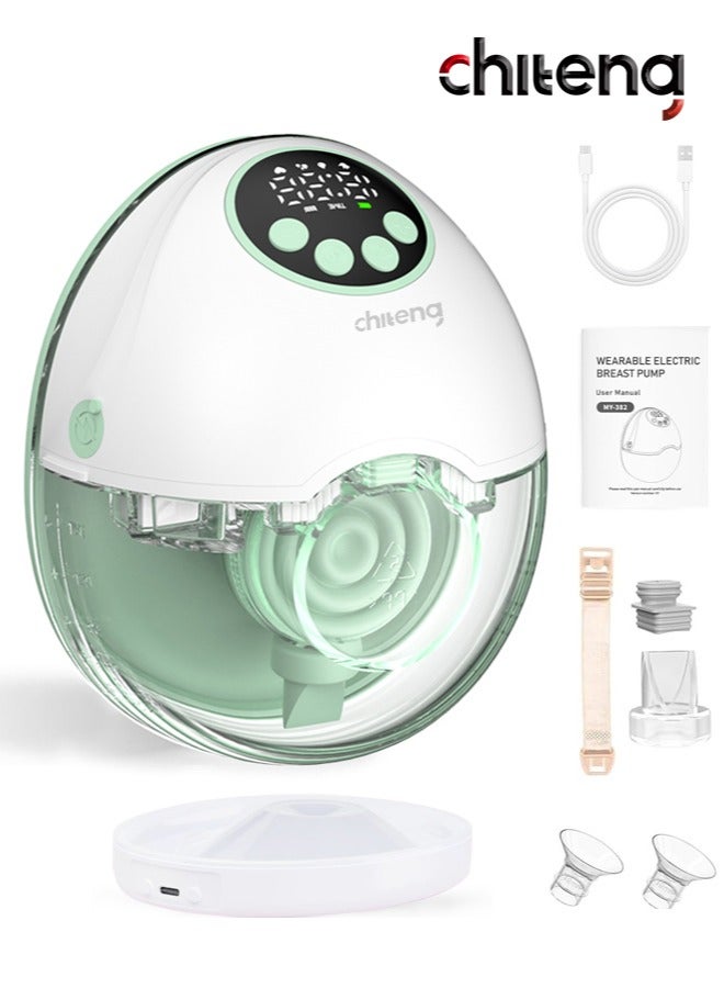 chiteng Electric Breast Milk Pump with Heated Base, Hands Free Breast Pump, Wearable Breastfeeding Pump with Voice Reminder & Auto-Stop Function, 4 Modes/ 12 Levels Hospital Grade Suction, 1200mAh Long Battery Life - Image 1