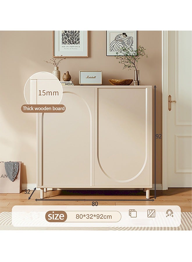 بيوينتي رفوف الأحذية ، رفوف الأحذية المستقلة ، مع الأبواب و حواجز قابلة للتعديل مدخل خزانة مغلقة رفوف تخزين الأحذية رفوف الأحذية الخشبية والأثاث المنزلي والمكتبي ( 80cm ) - Image 2