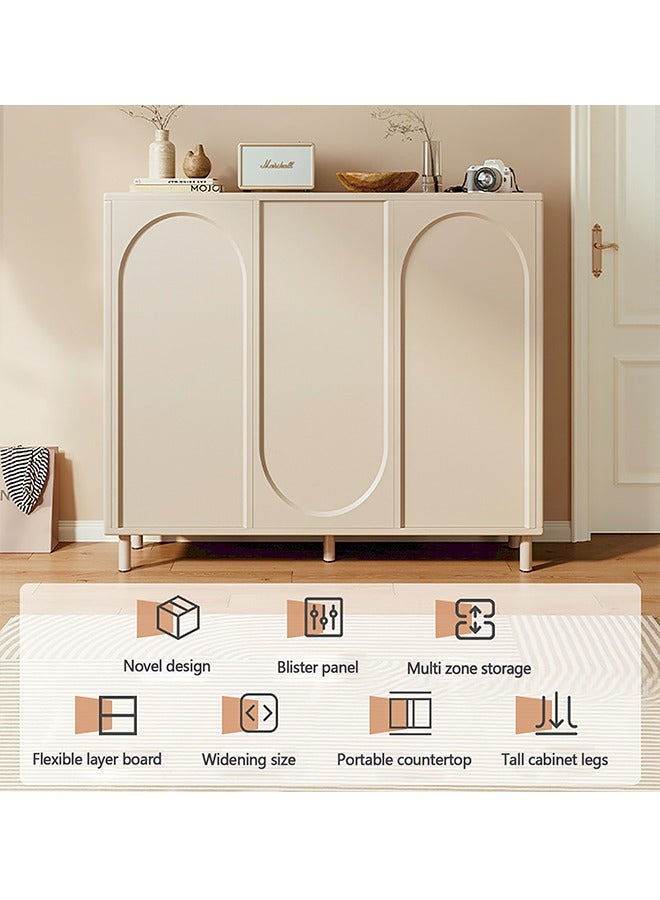 بيوينتي رفوف الأحذية ، رفوف الأحذية المستقلة ، مع الأبواب و حواجز قابلة للتعديل مدخل خزانة مغلقة رفوف تخزين الأحذية رفوف الأحذية الخشبية والأثاث المنزلي والمكتبي ( 80cm ) - Image 3