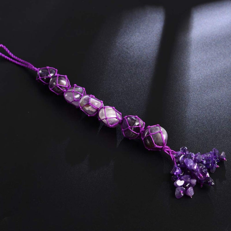 iSTONE Hanging Ornaments Natural Amethyst Ornaments Home Decor Gemstones Reiki Feng Shui Ornament Window Wall Ornament - Image 4