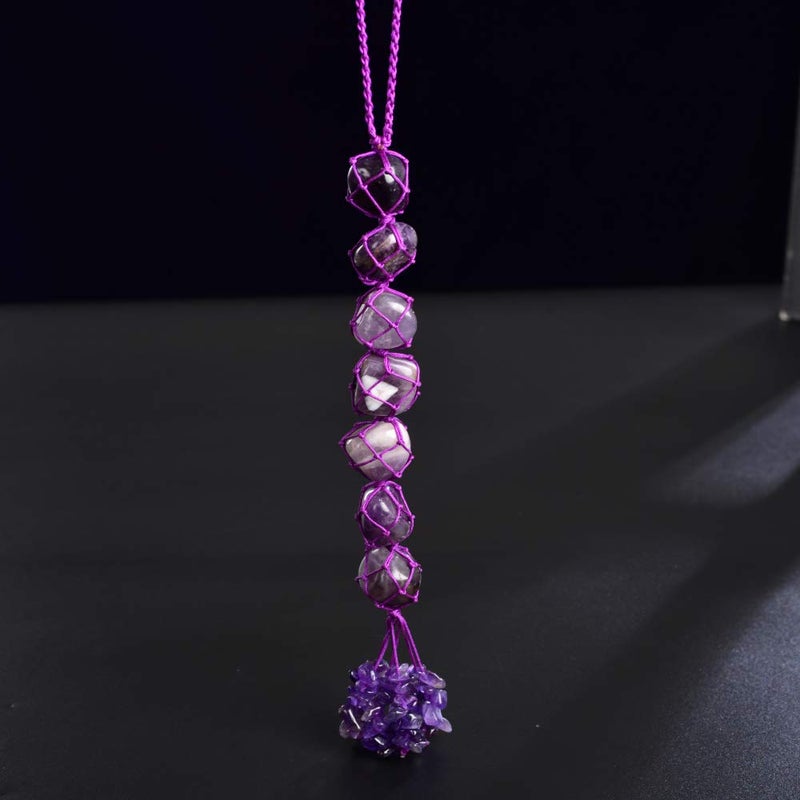 iSTONE Hanging Ornaments Natural Amethyst Ornaments Home Decor Gemstones Reiki Feng Shui Ornament Window Wall Ornament - Image 2