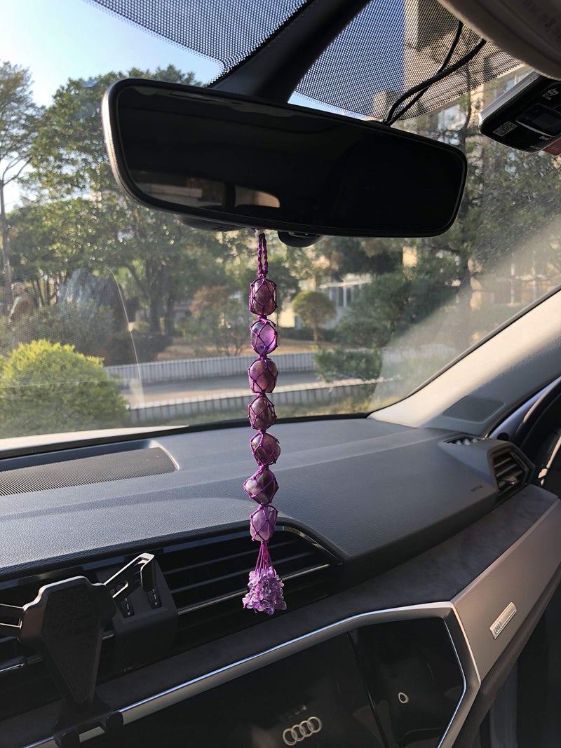 iSTONE Hanging Ornaments Natural Amethyst Ornaments Home Decor Gemstones Reiki Feng Shui Ornament Window Wall Ornament - Image 5