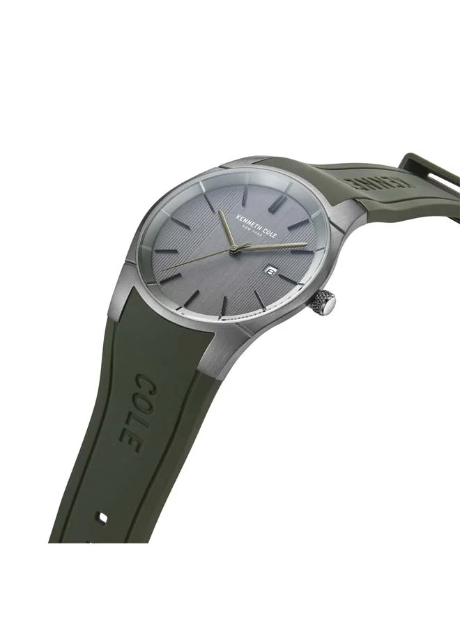 كينيث كول نيو يورك Modern Classic Gunmetal Dial Silicone Strap Analog Watch for Men