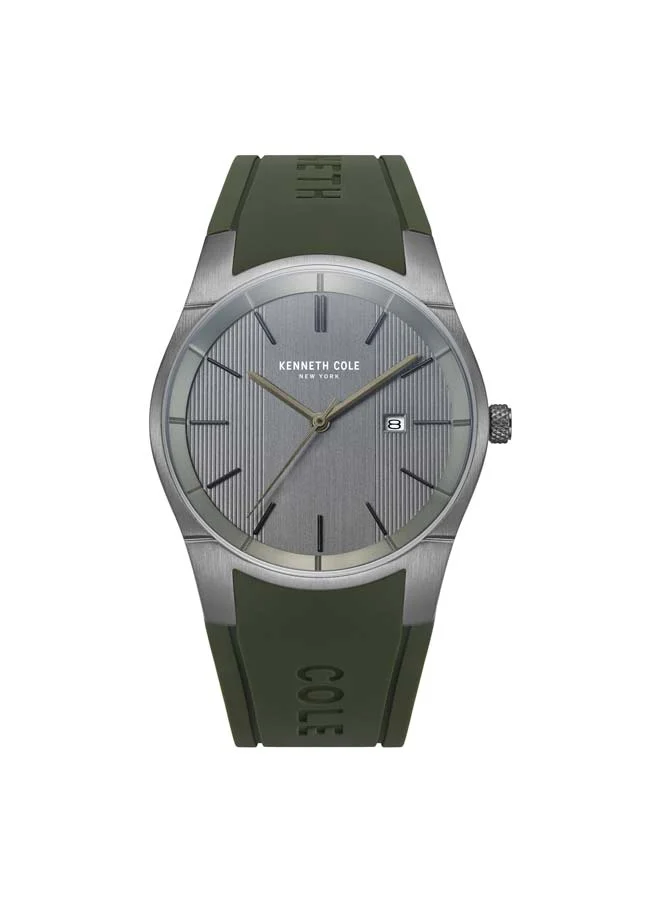كينيث كول نيو يورك Modern Classic Gunmetal Dial Silicone Strap Analog Watch for Men