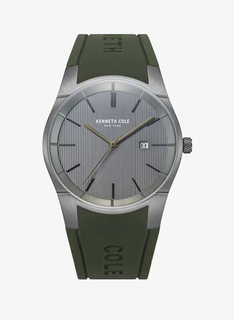 كينيث كول نيو يورك Modern Classic Gunmetal Dial Silicone Strap Analog Watch for Men