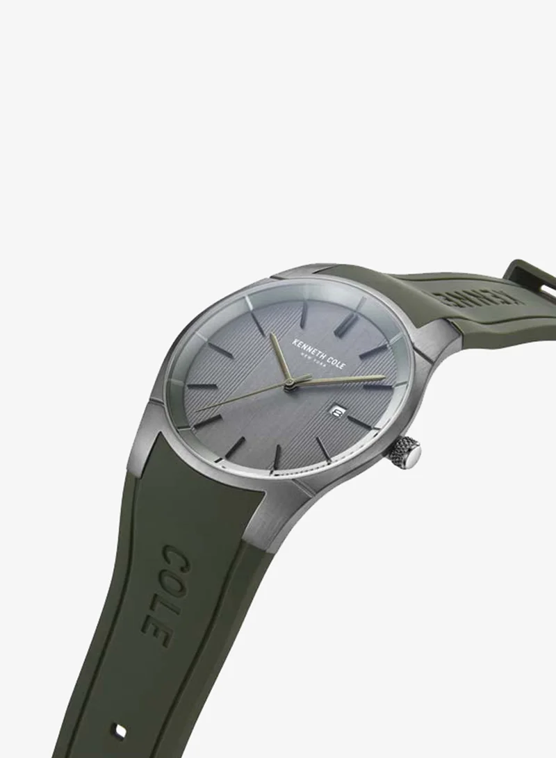 كينيث كول نيو يورك Modern Classic Gunmetal Dial Silicone Strap Analog Watch for Men