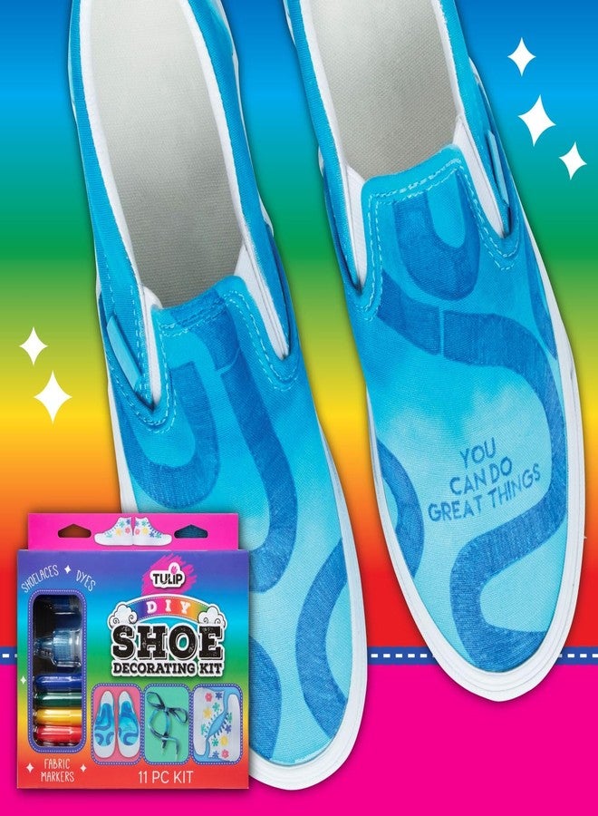 توليب مجموعة تزيين الأحذية من توليب، أحذية أنيقة سهلة الصنع، تتضمن زجاجات صبغ التعادل، أقلام تحديد القماش، فكرة هدية ممتعة، مفضلة للحفلات الحرفية، لوحة ألوان قوس قزح - Image 5
