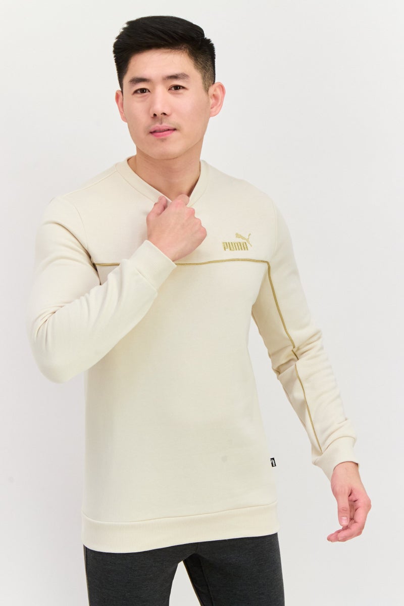PUMA Men Sportswear Fit Long Sleeve Training Sweatshirt, Beige - Image 1