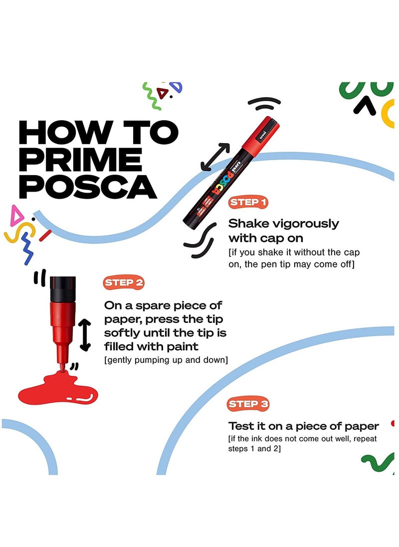 POSCA 21-Piece Paint Marker Set with Extra Fine Tips PC-1M 0.7mm  - Image 4