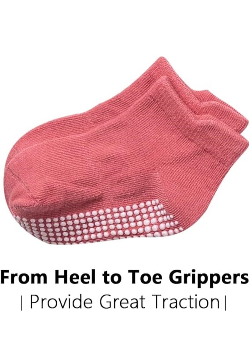6 Pairs Kids Non-Slip Socks Toddler Anti Skid Sticky Socks Unisex Children Socks Winter Socks Cotton Socks Set Grip Crew Socks with Non-Slip Soles - Image 2