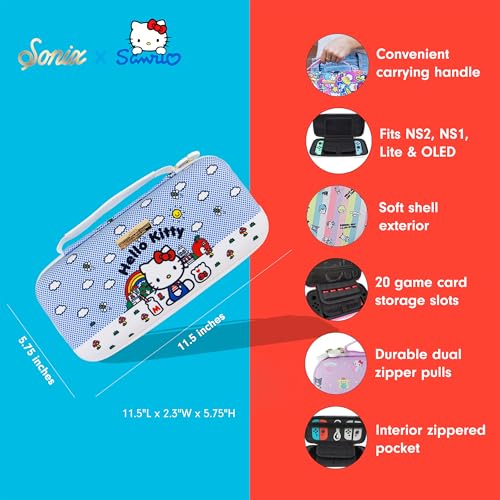 Sonix x Sanrio Carrying Case for Nintendo Switch 2, Switch 1, Lite, OLED, Protective Travel Case with Game Cartridge Storage | Good Morning Hello Kitty - Image 4