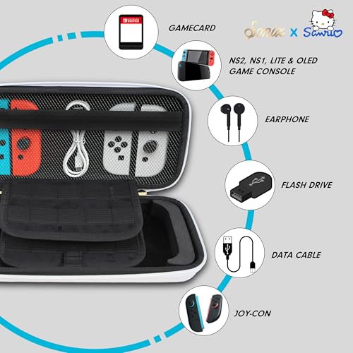 Sonix x Sanrio Carrying Case for Nintendo Switch 2, Switch 1, Lite, OLED, Protective Travel Case with Game Cartridge Storage | Good Morning Hello Kitty - Image 5